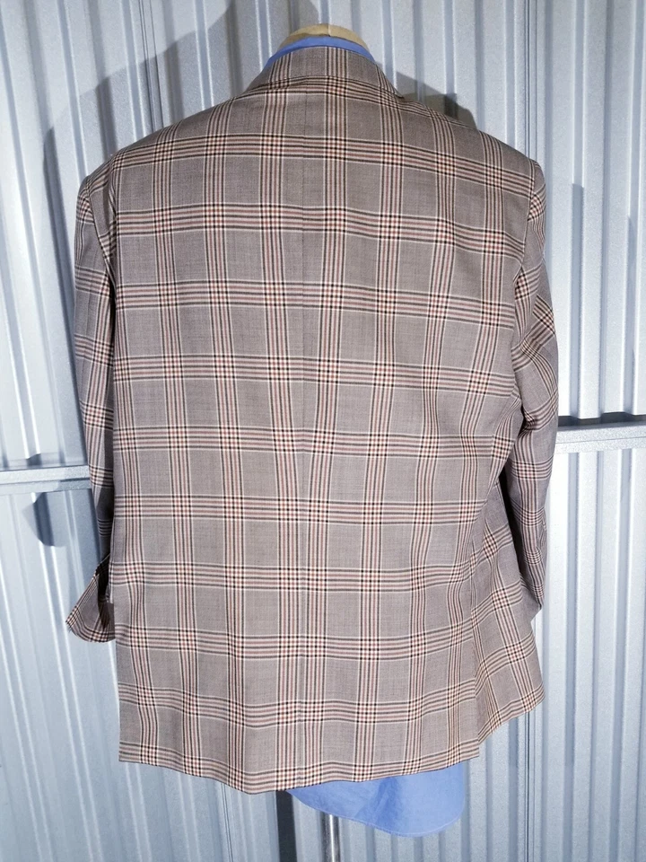 Chaqueta Blazer Abrigo Deportivo Tiglio 50R Marrón Naranja Cuadros Glen Texturizada Lana Foto 3 de 4