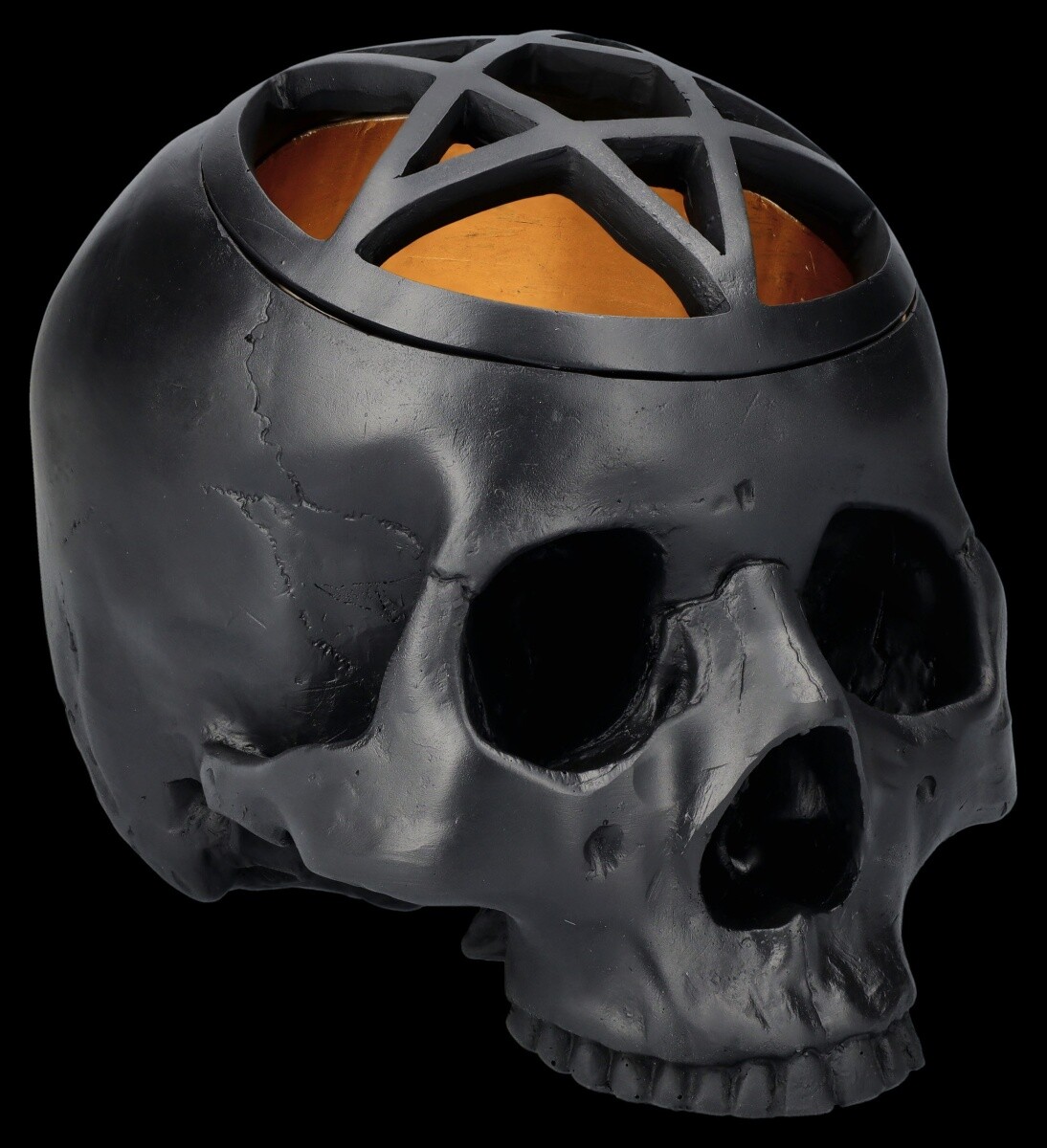 Skull Box Black - Pentagram Skull - Noble Altar Decor Gothic Box