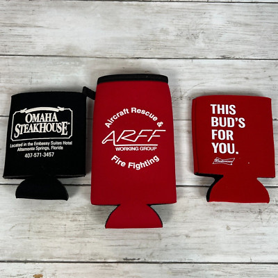 Koozie Neoprene Beer Can Cooler Holders Aircraft Rescue Fire Fighting Omaha Bud