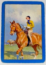 EN14 Swap Playing Cards 1 VINTAGE ENGLISH NAMED HORSES LADY JOCKEY