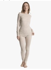 WOOLCANO 100%Merino Wool Women’s Thermal Base Layer Set Oatmeal S