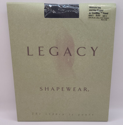 LEGACY Pantyhose - Sz E Ultimate Leg & Hip Shaper w/ CoolMax Panel BLACK