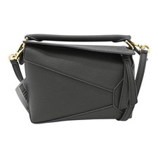 LOEWE  Dark Grey Mini Puzzle Edge Leather Crossbody Bag
