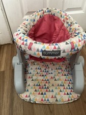 Infant Floor Baby Seat Bouncer w/ Harness, Triangle Print Pink/Gray