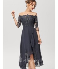 JJS House Blue Beaded Top Lace Overlay Chiffon Skirt Size 14 NWT