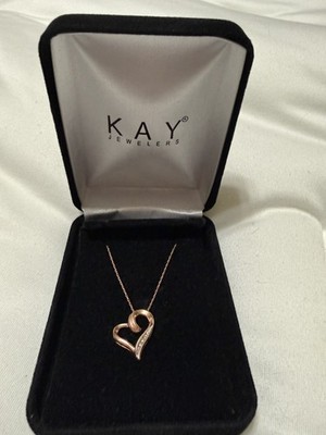 Kay Jewelers 10k Rotgold Diamant Herz Halskette 18'' Neu im Karton authentisch