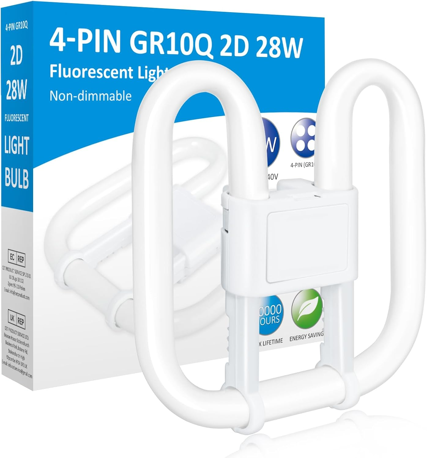 Gr10Q 4-Pin Bulb 28W 3500K Warm White, 2D Square CFL Compact Fluorescent 4 Pin L