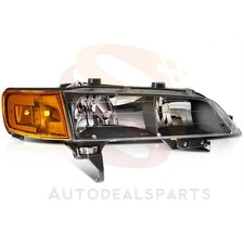 Headlights Amber Headlamps For 1994-1997 Honda Accord Black Front Pair