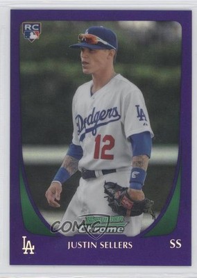 2011 Bowman Draft Chrome Retail Purple Refractor Justin Sellers Rookie RC e2e