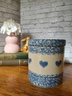 FP Roseville Blue Sponge ware 1 Qt Crock Handmade Friendship Pottery Ohio