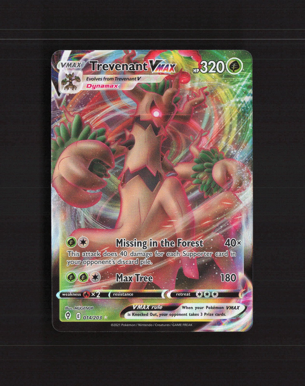 Trevenant VMAX 014/203 Evolving Skies Ultra Rare Holo Pokemon Card NM