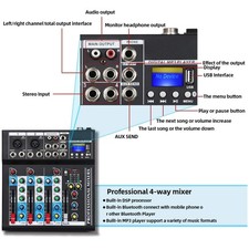HT4 Bluetooth DJ Mixer USB Interface, 4-Ch Studio Recording