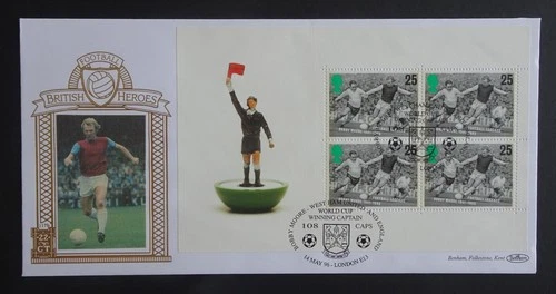 1996 Football British Heroes Bobby Moore Benham Gold 117b FDC