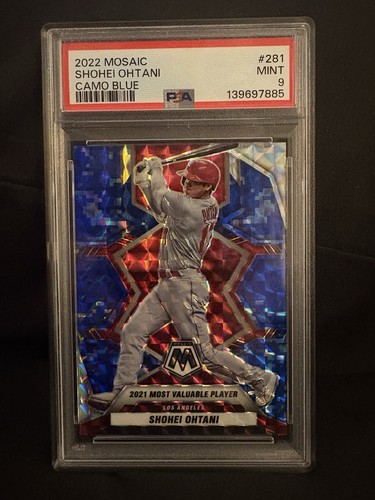 PSA 9 MINT 2022 MOSAIC BLUE CAMO MVP IMAGE VARIATION #281 SHOHEI OHTANI