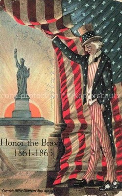 Statue of Liberty New York USA Statue Honor the Brave 1861 - 1865 Uncle Sam Flag