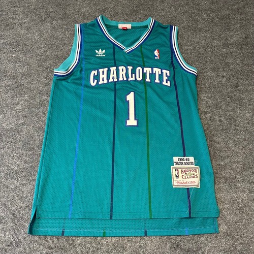 Mitchell & Ness Jersey Mens Size M Teal Charlotte Hornets Tyrone Bogues Mesh NBA