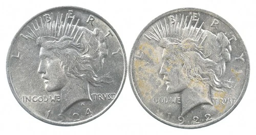 1924 & 1922 & Peace Silver Dollar $1 Bullion Collection Lot *878