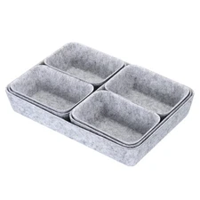 Felt Drawer Organizer, 7 Pack Desk Drawers Organizers Tray, Light Gray
