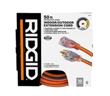 RIDGID 50 ft. 10/3 Heavy Duty Indoor/Outdoor Extension Cord w/ Lighted End