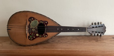 ANTIQUE VICTORIAN MANDOLIN  STRIPED BOWL BACK  FLORAL TORTOISESHELL INLAY