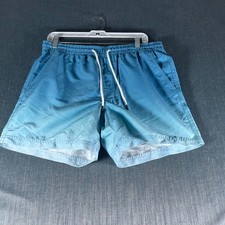 American Eagle Men's Shorts Size M Blue Ombre Swim Trunks Elastic Waist Pockets