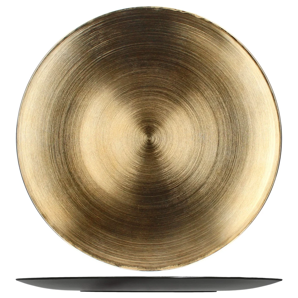 6x Platzteller Gold Ø33cm Dekoteller Kunststoff Weihnachten Accessoire - Bild 4 von 4