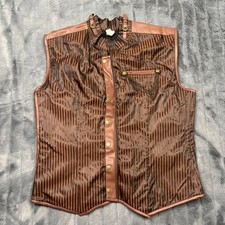 Spirit Halloween Steampunk Vest Adult XL Brown Pinstripe Cosplay Costume Vest