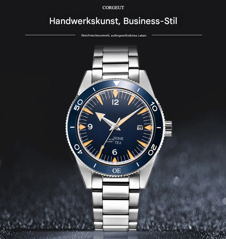 Taucher Automatikuhr 41mm Saphirglas Seagull 8215 Werk 10ATM Leuchtend Corgeut - Bild 4 von 4