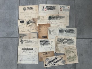 Lot Of 17 Antique Bill Heads And Advertising Ephemera 1800s 1900s