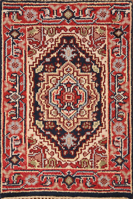 Artisan-made Navy Blue/ Red Wool Gabbeh Small Rug Hand-knotted Carpet 2x3 ft