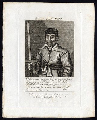 Antiker Porträtdruck-UNSCHULDIG NAT WITT-IDIOT-Caulfield-1813