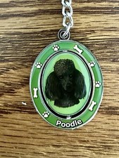 Black Poodle Dog Oval Keychain Metal Spinner Key Fob E S Pets Dog Lover Gift New