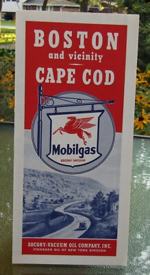 1930 Mobilgas Socony-Vacuum BOSTON And Vicinty CAPE COD Road Map UNUSED PRISTINE