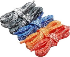 47" Flat Paisley Shoelaces 5 Pairs Fashion Sneakers Bandana Shoelaces for Ath...