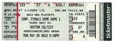 2012 Lebron James Boston Celtics @ Miami Heat NBA Basketball Playoff Ticket Gm1