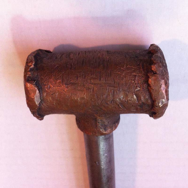 Vtg Solid Copper HKB Hammer Flared Steel Handle 2 Lbs + Old Non Spark Tool RARE