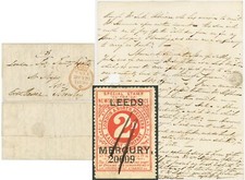 1836 FREE FRANK EDWARD BAINES JOURNALIST + LEEDS MERCURY NEWSPAPER STAMP