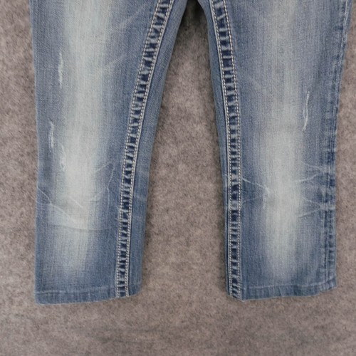 Miss Me Jeans Youth Girls 12 Capri Stretch Light Wash Fade Rhinestones (Altered) - Picture 5 of 13