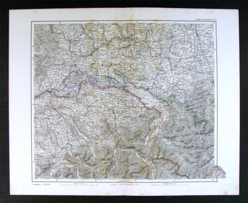 1874 Stieler Map - Europe Alps - Lake Constance Boden Sea Switzerland Germany - Picture 1 of 1