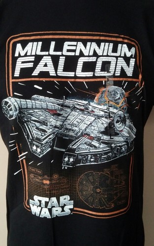 STAR WARS MILLENNIUM FALCON BLACK MOVIE SMALL SM MENS TEE T SHIRT NEW - Picture 2 of 3