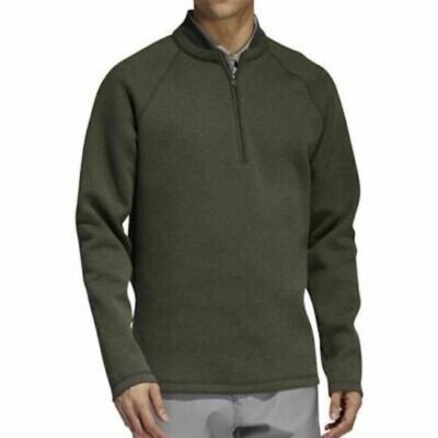 NEW MEN S ADIDAS CLUB 1/4 ZIP GOLF SWEATER LEGEND EARTH MELANGE DZ8567 - LARGE
