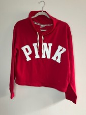 Victoria's Secret "Pink" Red Cowl Neck Long Sleeve Pullover Sweatshirt Petite S