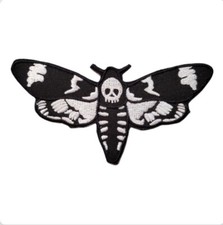 Deaths Head Moth Patch. Embroidered. Iron On. 4"x2.25"