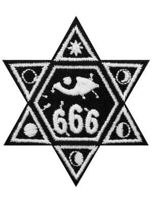 666 Stern Aufnäher Bügelbild Patch Auge Vollmond Phasen Hexe Goth Emo Mystic Pagan