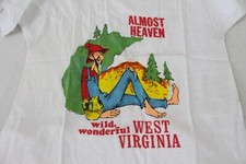 Vintage NOS NEW West Virginia Kids T-Shirt Size L 10-12 Hanco Hillbilly Shine