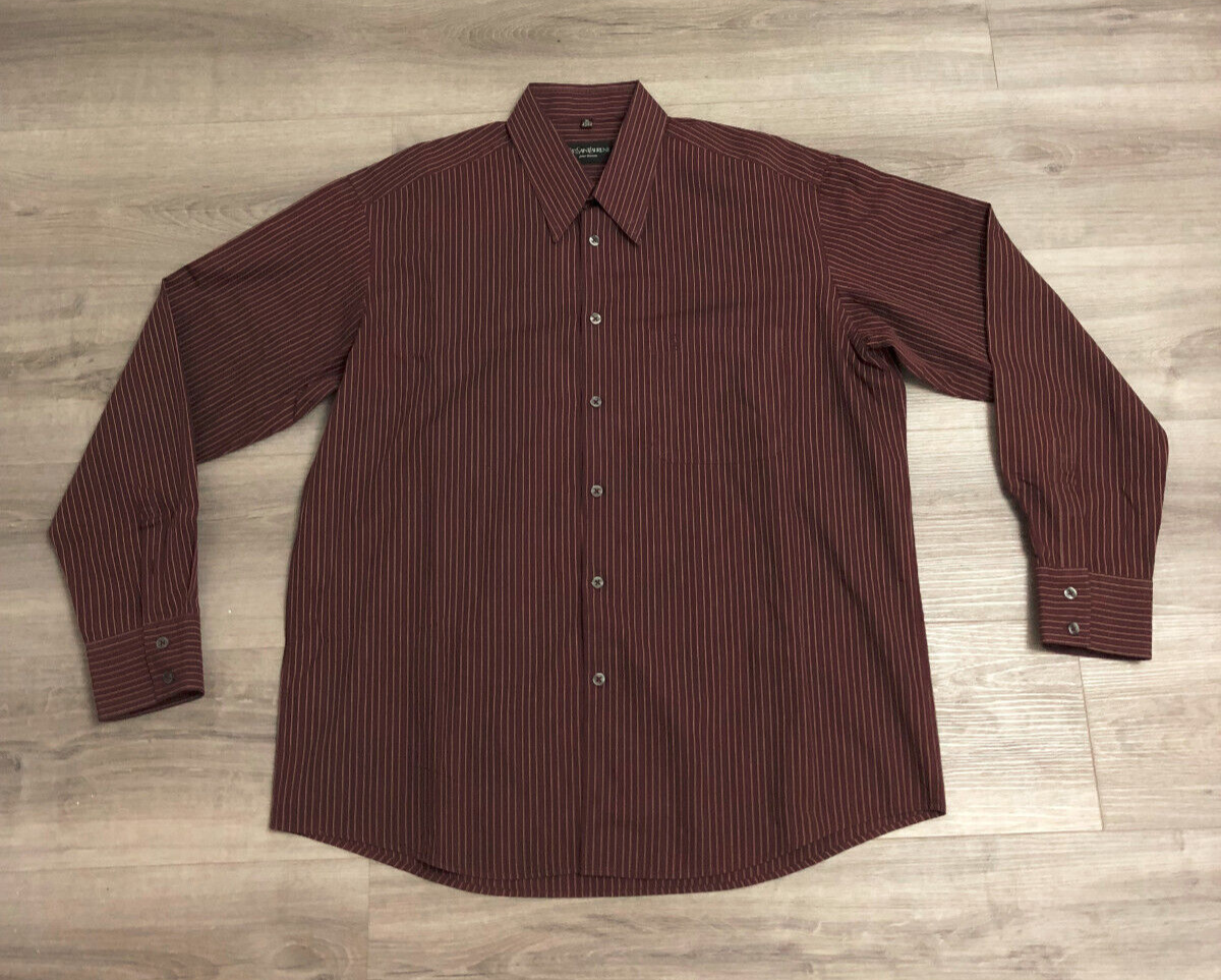 Camicia a righe Yves Saint Laurent YSL marrone taglia XL 43 44