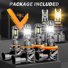 For 2007-2013 Gmc Sierra 1500 9005 H11 Led Headlight White 5202 Fog Light Yellow