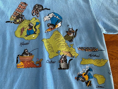 Crazy Shirts Kliban Cat Hawaiian Islands Map Hawaii Shirt Small Cats w/Tags - Picture 5 of 12