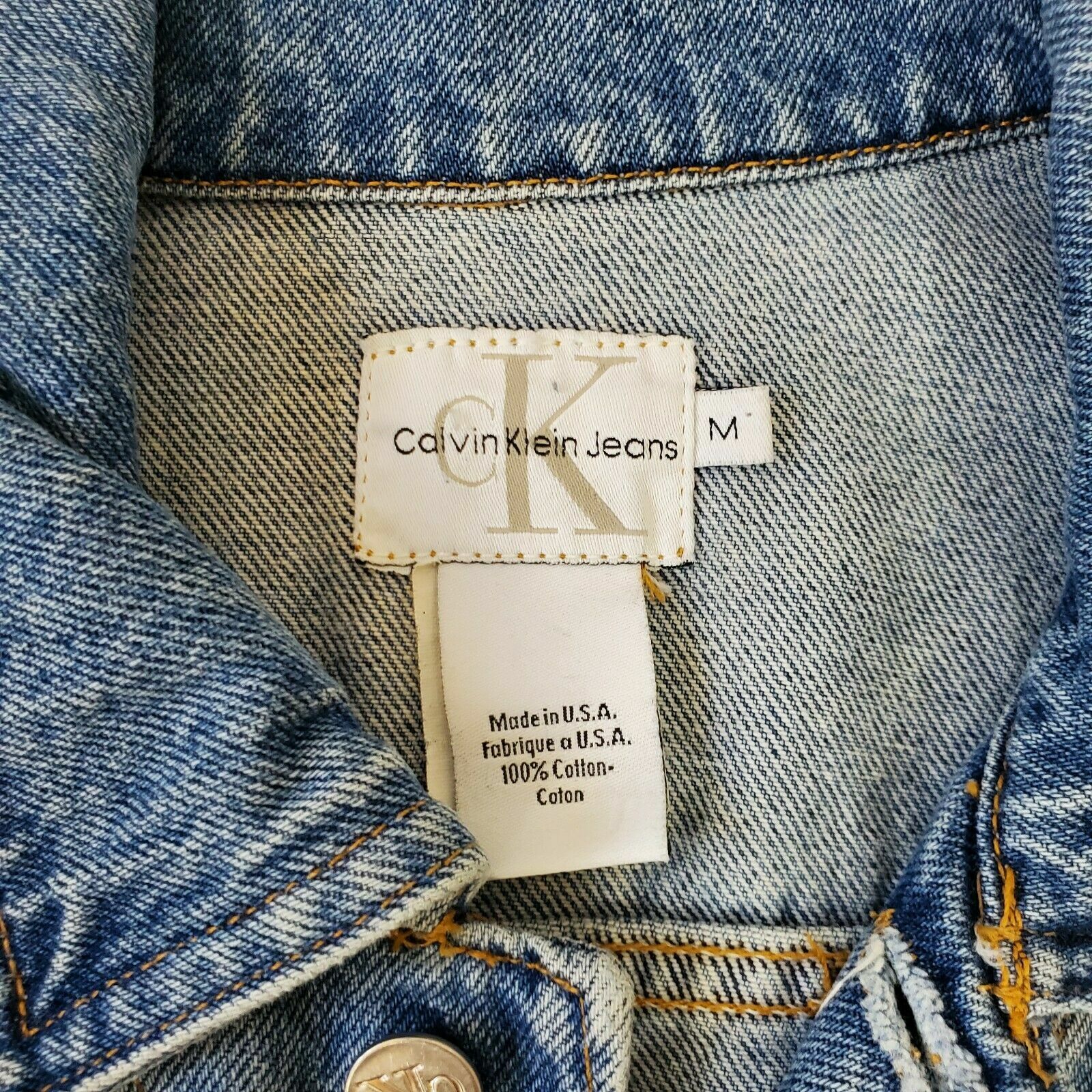 90s Calvin Klein Cropped Denim Jacket Size Medium Gem