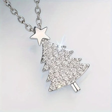 Fashion Shiny Christmas Tree Pendant Necklace Holiday Theme Christmas Gift New